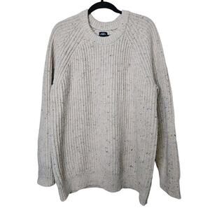 Gap Wool Blend Knit Men’s Sweater Sz XL Beige/Cream Crew Neck Donegal Ribbed